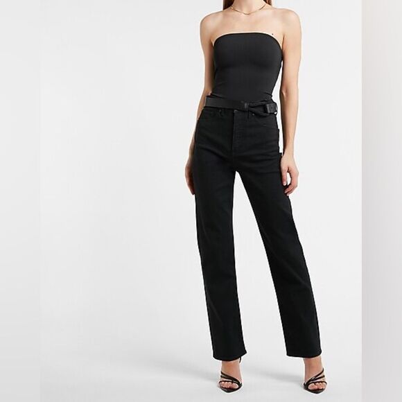 Express Body Contour High Compression Tube Top Thong Bodysuit | Small | Green - Picture 2 of 8